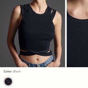 Anthropologie Black Strappy Crop Top
